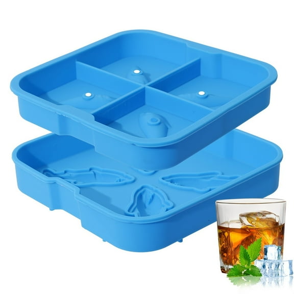 Shark Ice Mold, Silicone Ice Cube Tray for Drinks, Fun Shaped Ice Maker for Cocktails Beverages, Easy Demold BPA-Free, Party Bar Supplies, Kids Adults Summer Cooling Water Juice