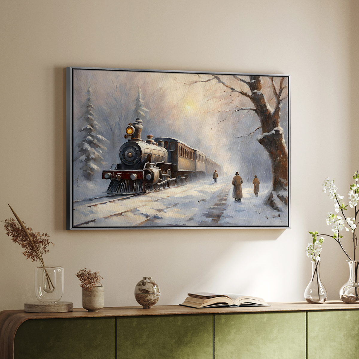 Vintage Landscape-CC By Wexford Home Framed in Silver Wood Gallery Wrapped Canvas 27 in. x 41 in.
