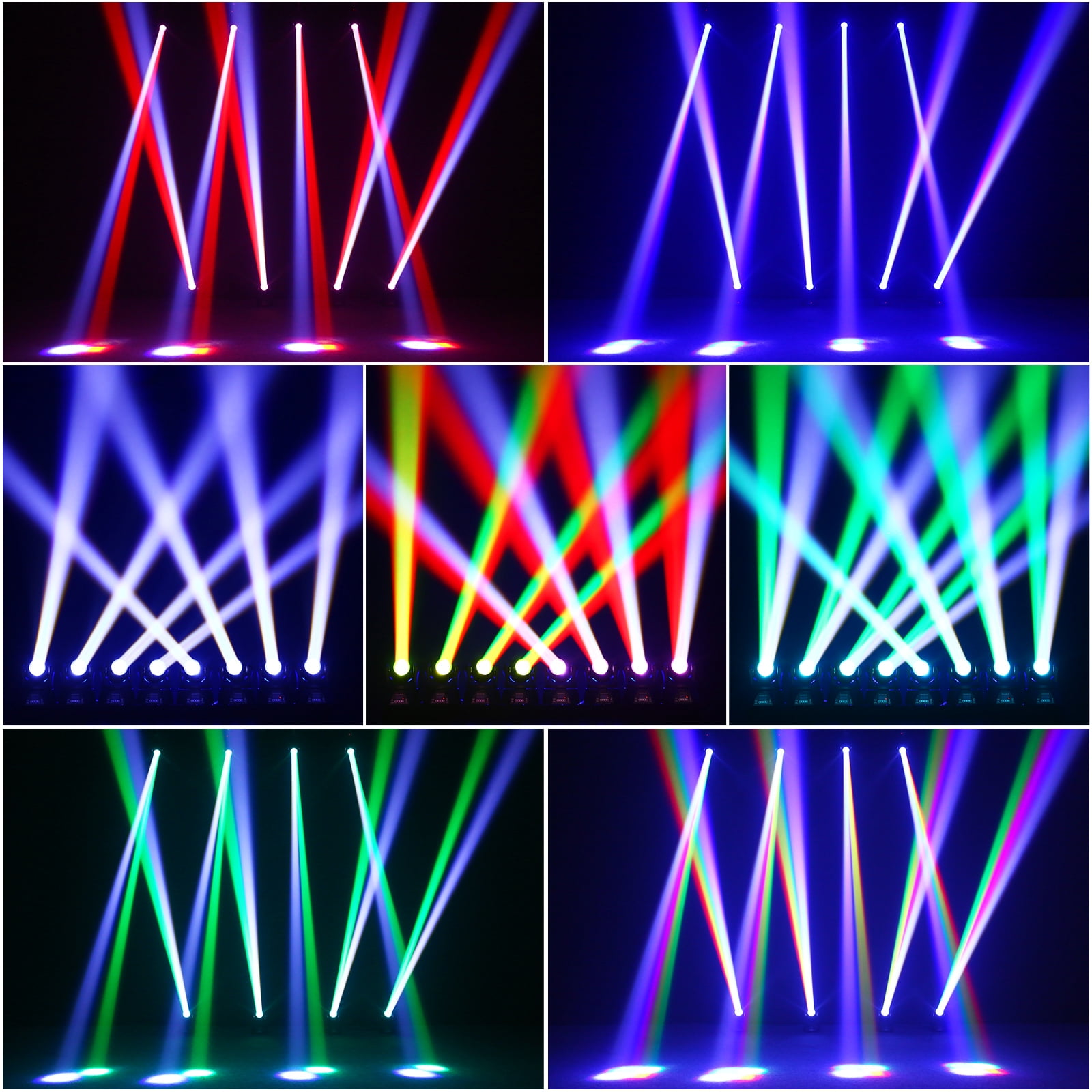 Mini LED Moving Head DJ Stage Light RGBW Beam Spotlights DMX 512 Voice Activated Strobe Effect Disco Party Lights for Wedding