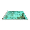 thumbnail image 2 of Ahgly Company Machine Washable Indoor Square Abstract Turquoise Blue Modern Area Rugs, 4' Square, 2 of 4