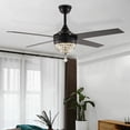 thumbnail image 4 of 42'' Ceiling Fan Light Remote Control Chandelier LED Lamp w/Wood leaves Shape Shades, 4 of 12