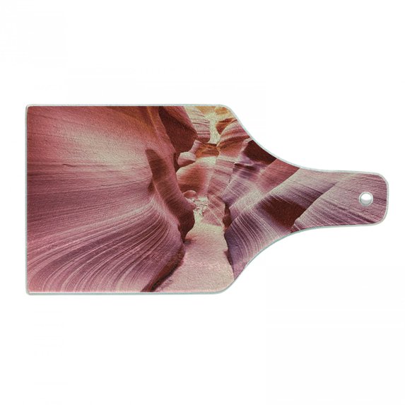 Arizona Cutting Board, Famous Antelope Canyon at USA Southwest Riverbed Sandstone Rocks Image, Decorative Tempered Glass Cutting and Serving Board, in 3 Sizes, by Ambesonne