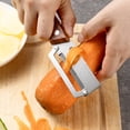 thumbnail image 2 of Wooden Kitchen Tool Smooth Glide Vegetable Peeler Stainless Steel Blade Multifunction Fruit & Vegetable Peeler Knife with Bottle Opener Ergonomic Wood Handle for Potato Apple Pumpkin Papaya Kitchen, 2 of 9