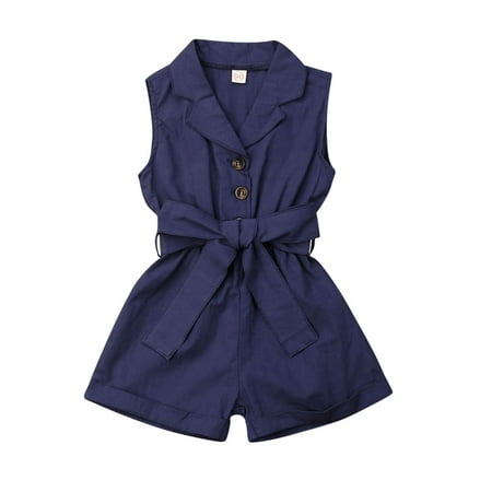 

Yinyinxull Toddler Kids Baby Girls Clothes Sleeveless Romper Jumpsuit Overalls Outfits Set Blue 3-4 Years
