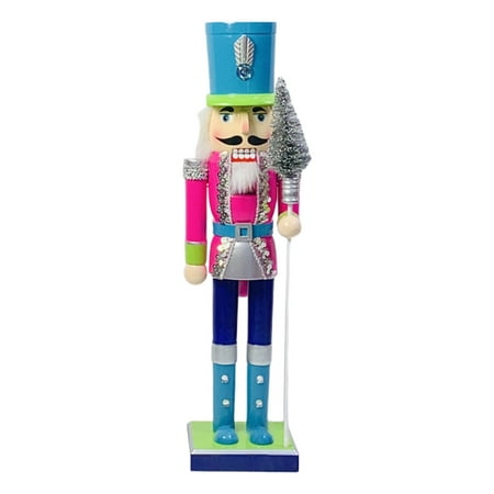

15 Inch Colorful Wooden Nutcracker Soldier Figures Christmas Decor for Indoor