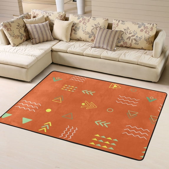 DouZhe Geometric Decorative Retro Tribe Style Pattern Area Rugs Non-Slip Machine Washable Floor Mat, Style Carpet Doormat, 63x48 inches