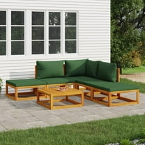 vidaXL 6 Piece Patio Lounge Set with Green Cushions Solid Wood