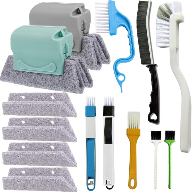 Kit de 14 piezas de cepillos para limpiar rieles de ventanas CRAFNEW