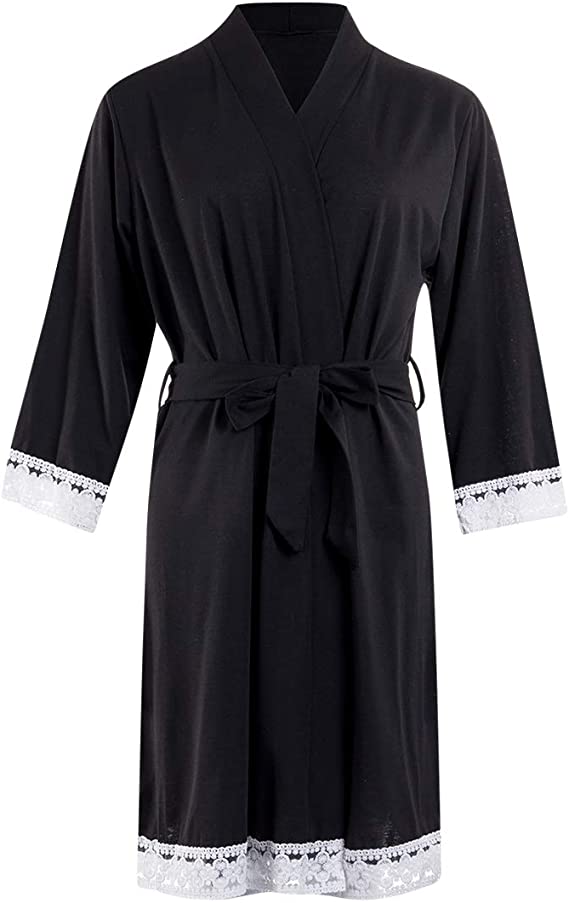 black floral maternity robe