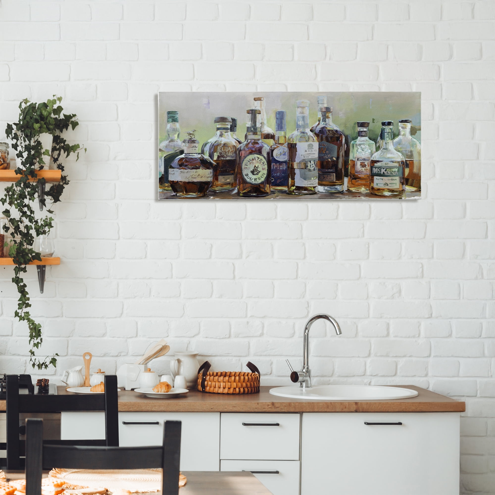 Stupell Industries Vintage Whiskey Bottles Display Canvas Wall Art, design by Marilyn Hageman