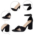 thumbnail image 4 of Rokment Women's Satin Silk Bowknot Dressy Sandals 2026 Stylish Business Formal Open Toe Ankle Strap Chunky Block High Heels Dress Pumps Summer Shoes for Wedding Banquet Black Size 6, 4 of 6