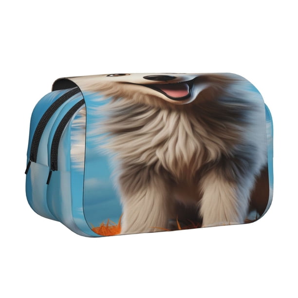 Easygdp Blue Sky Cute Wolf para Estuche de Lápices con Tapa Flip, Suministros de Oficina y Universidad para Adolescentes y Adultos