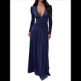 thumbnail image 1 of Vestido de Larga para Mujer, Cuello en V, Cintura Cruzada, Vestidos Formales Largos de Cóctel, Atuendos para Salidas Nocturnas Azul Marino M, 1 of 8
