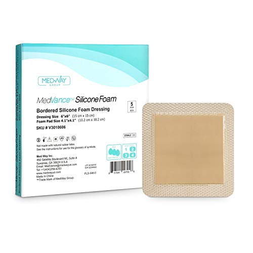 MedVanceTM Silicone - Bordered Silicone Adhesive Foam Dressing Size 6'x6' (4.1'x4.1' pad), Box of 5 dressings