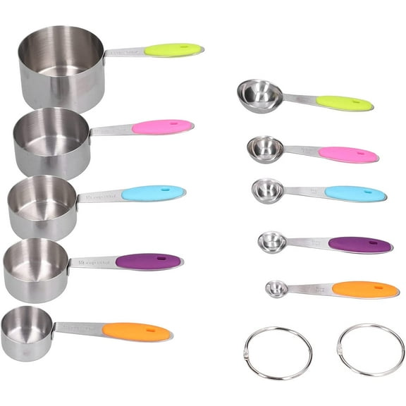 Measuring Cup, Mirror Polished Stainless Steel Measuring Cup Spoon Set Safe and Health To Use for Home Kitchen(colorful package)