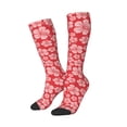 thumbnail image 2 of Vsdgher Red Hibiscus Flower Print Thigh High Socks Extra Long Stretchy Sock Women Over Knee High Opaque Stocking Daily Wear, 2 of 5