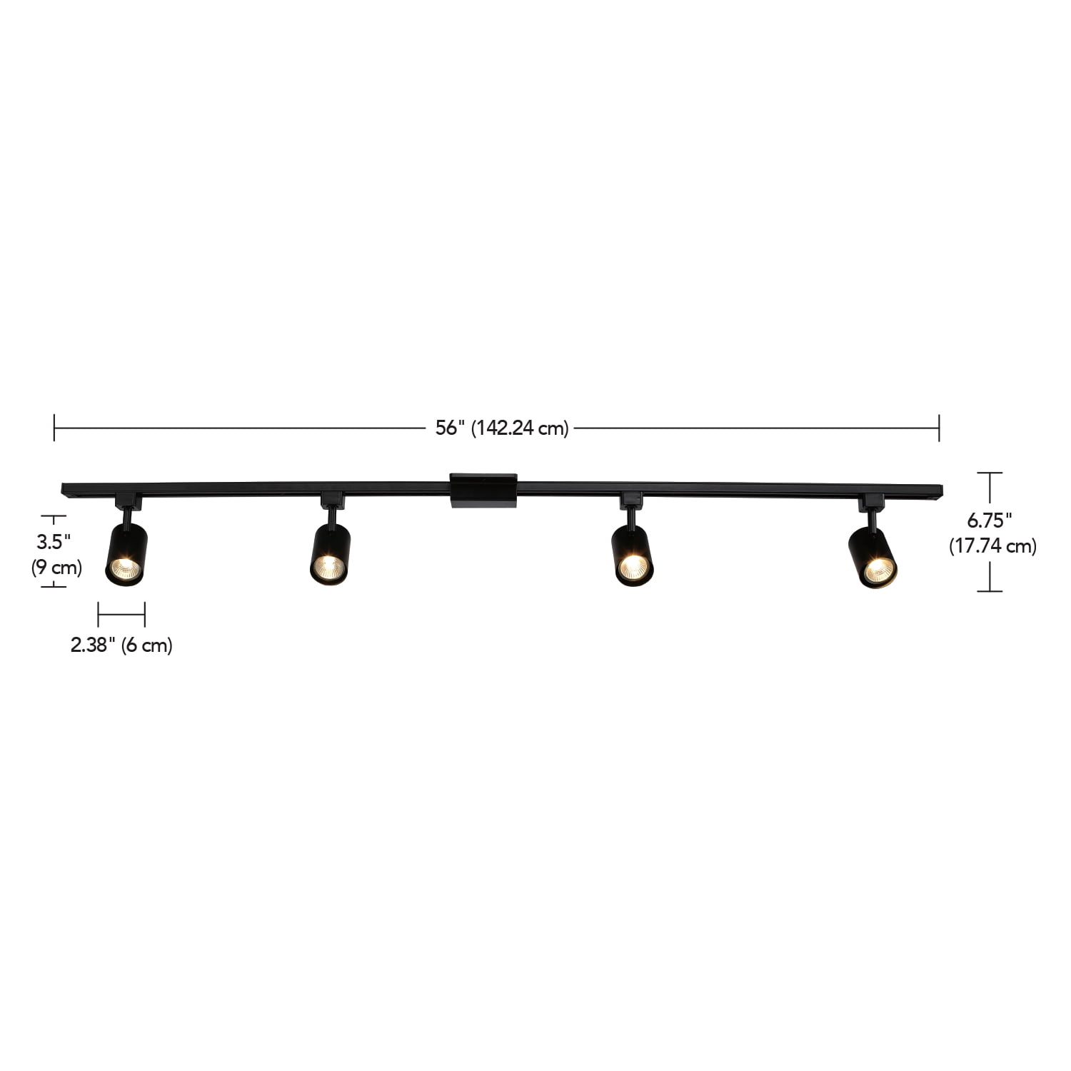 Globe Electric Industrial Style 4-Light 56" Matte Black Track Lighting Kit