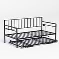 thumbnail image 6 of PORKISS LED Twin Daybed with Trundle, Metal Frame, Charging Station, Twin Size Bed Frame, No Box Spring Needed, Black, 6 of 7