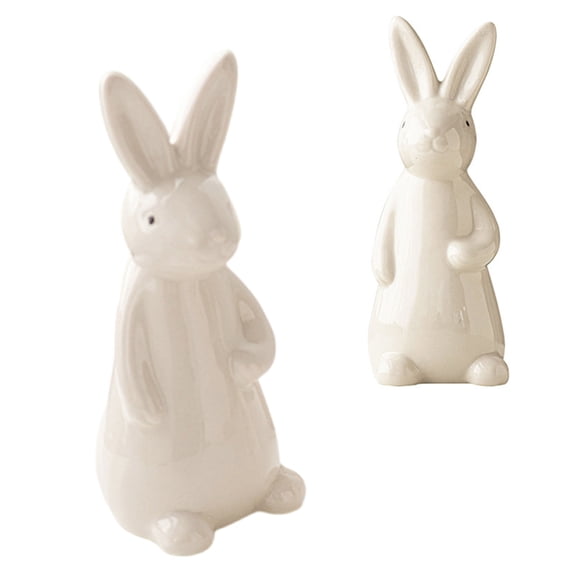 Necvior Delicate Ceramic Rabbit, Easter Rabbit Figure Easter Decorations for Offices