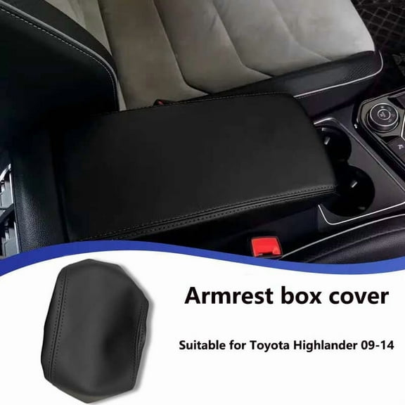 Car center console armrest cover PU leather armrest box cover suitable for Toyota Highlander 2009-2014 black