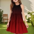 thumbnail image 2 of Abcomgle Girls Midi Dresses 7-16 Halter Neck Sleeveless Girls Dresses Gradient A-line Sundresses Basic Swing Dresses 9-10 Years,Wine, 2 of 7