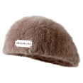 thumbnail image 2 of dianhelloya Women Winter Beret Hat Fuzzy Solid Color Soft Cold Resistant Foldable Vintage Faux Fur Sunscreen Women Autumn Painter Hat Advanced Hat Coffee, 2 of 8