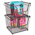 thumbnail image 5 of mDesign Large Metal Stackable Kitchen Basket w/ Handles - 6 Pack - Bronze, 5 of 9