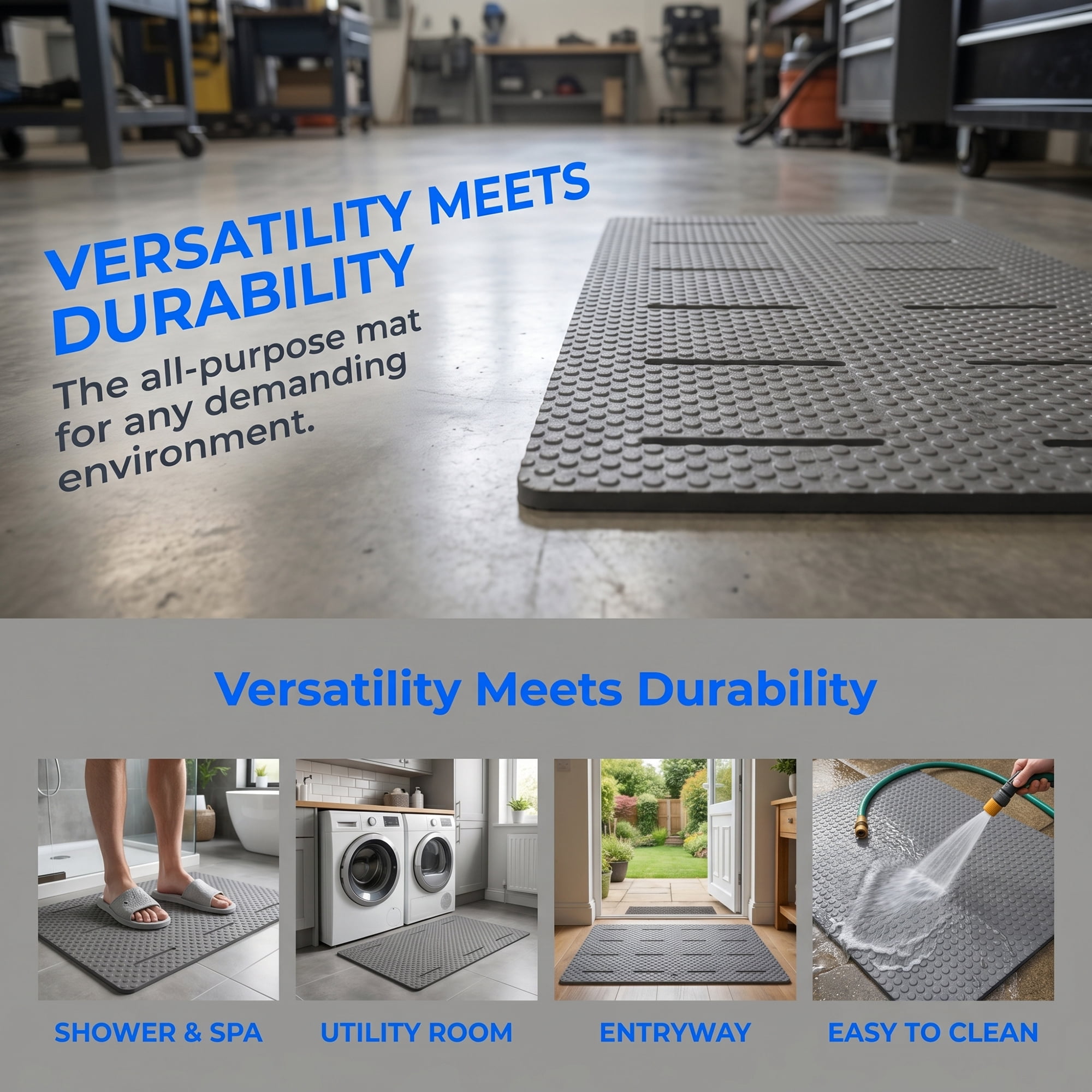 Unique Bargains EVA Foam Non Slip Quick Drying Bathtub Mat with Drain Hole Gray 34" x 24"