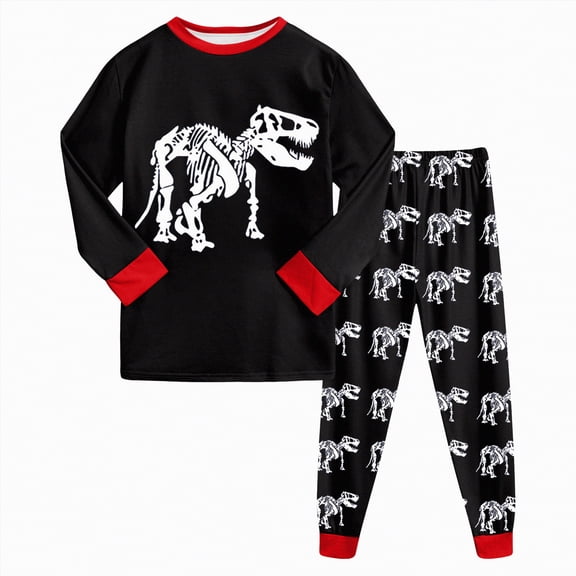 UAYOTSE Boys and Girls Suit Long Pants Regular Long Sleeved Round Neck Dinosaur 3D Printed,Sizes 4-5 Years