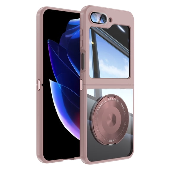 Allytechgroup Shockproof Case for Samsung Galaxy Z Flip 6, Ring Holder Bracket Stand Anti-Scratch Drop Proof Bumper Rugged Phone Case Cover for Galaxy Z Flip 6, Pink