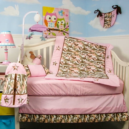 Soho Crib Bedding Set For Baby Nursery Pink Camo 9 Pieces