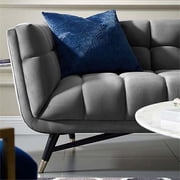Modway Adept Performance Velvet Tufted Sofa in Gray and Black