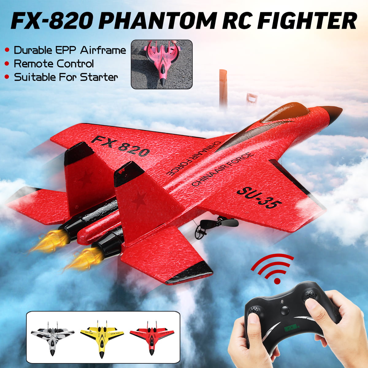 Phantom RC Fighter 3-CH Beginner RC Airplane Remote Control Aircraft RTF 
