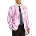thumbnail image 4 of INSPIRE CHIC Men's Coats Striped Notch Lapel Collar Formal Regular Fit Business Blazer  L Pink, 4 of 6