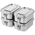 thumbnail image 2 of 4 PCS Bento Boxes, 550 ML Stainless Steel Lunch Boxes, Food Storage Containers, Portable Metal Lunch Containers, Lockable Clips to Leak Proof, Reusable Dishwasher Safe Lunch Snack Boxes, 2 of 6