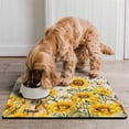 thumbnail image 2 of Artistic Retro Sunflower Dog Food Pad - Waterproof Non-Slip Pet Mat with Rustic Floral Design, Large Size, 2 of 5