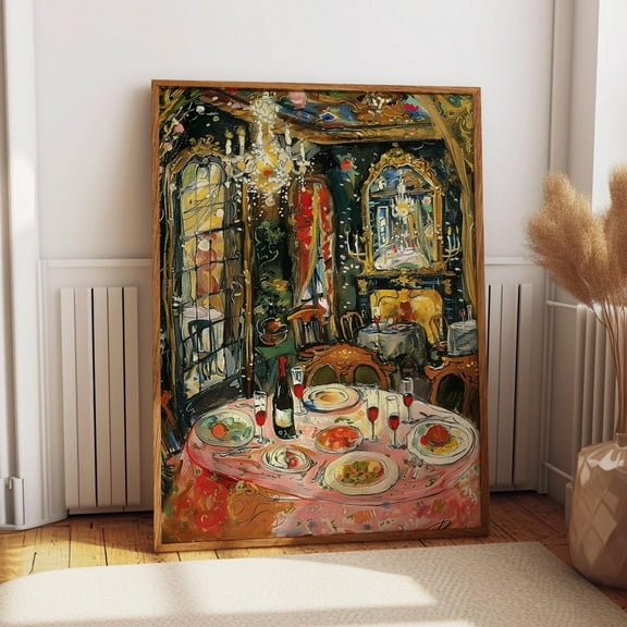 Fine Dining Artwork Wall Decor - Dining Setting Print Opulent Restaurant Art - Gala Dinner Illustration Room Decor Wall Art, Modern Wall Decor, 8x12 UNFRAMED