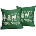 thumbnail image 2 of Green Merry Christmas Tree Deer Pillow Covers 20x20 Set of 2 Rustic Xmas Snowflakes Print Decorative Outdoor Pillowcases Winter Farmhouse Throw Cushion Case Decor for Couch Sofa Bed, 2 of 6