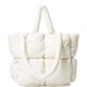 thumbnail image 1 of Bolsa de mano acolchada de lujo de moda para mujer, de algodón, suave, para invierno, para mujer, color blanco, 1 of 3