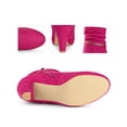 thumbnail image 2 of BLISSFUL STEP Women's Ankle Boots Faux Suede Mid-Calf Block Heel Round Toe Side Zipper Boots Hot Pink 6.5, 2 of 5