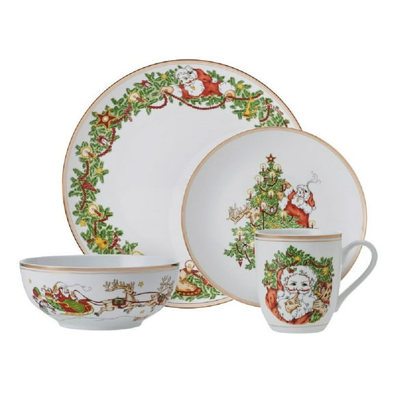 Fitz & Floyd St. Nicholas 16pc. Porcelain Dinnerware Set (Service for Four)