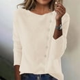 thumbnail image 3 of Uootdi Women's Long Sleeve Sweaters Fall & Winter Solid Button Front Asymmetrical Neck Sweater Casual Gift Slim Knitwear Top, 3 of 6