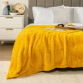 thumbnail image 5 of PAVILIA Sherpa Throw Blanket For Couch Sofa, Mustard Yellow Fluffy Warm Plush Blanket for Twin Bed, Cozy Super Soft Lightweight Throw, Fuzzy Decorative Blanket, All Season Home, 60x80, 5 of 9