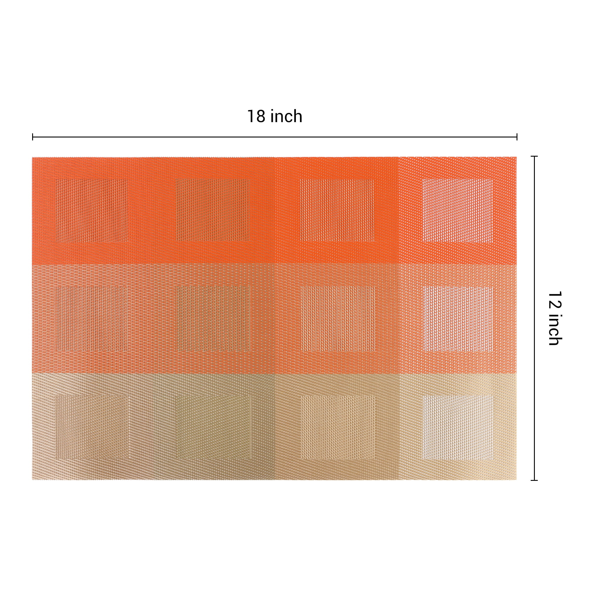 Unique Bargains Placemats Set of 6 for Dining Table Decor Washable Table Mat Gray Orange