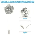 thumbnail image 3 of Uxcell 3Pcs Lapel Pin for Men Metal Lapel Rose Flower Pin Silver, 3 of 6