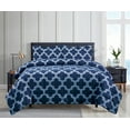 thumbnail image 5 of Casa Platino 3 Piece Quatrefoil Navy Printed Comforter Bedding Set, Queen, 5 of 7