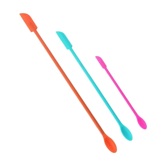 Mini espátulas de maquillaje con mango largo Juego de espátulas de maquillaje pequeñas de doble cara Juego de espátulas de silicona pequeñas para , 3 piezas de colores