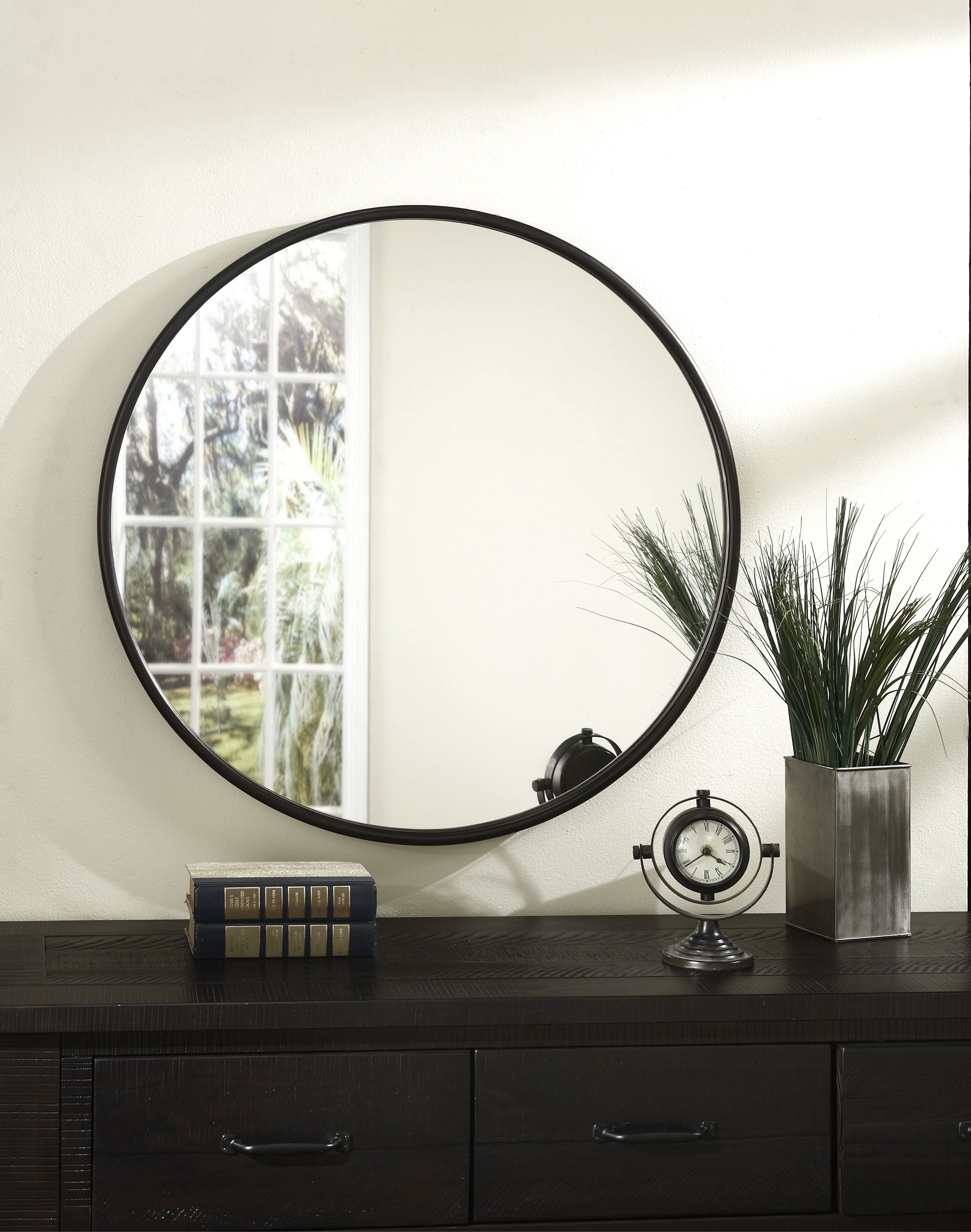Martin Svensson Home 30" Framed Round Wall Mirror Oil Rubbed Bronze