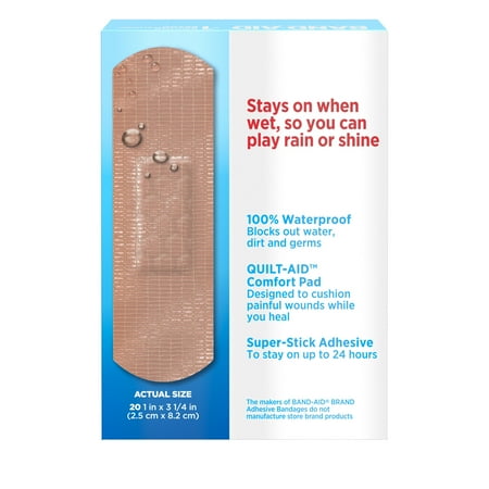 Band-Aid Brand Water Block Tough Sterile Bandages, One Size, 20 Ct