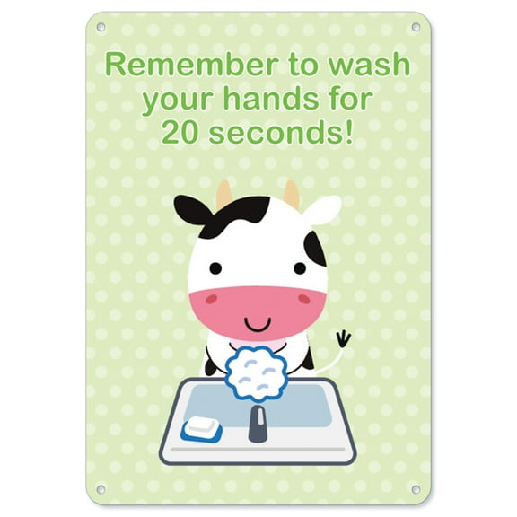 Public Safety Sign - Remember To Wash Your Hands For 20 Seconds | Plastic Sign | Protect Your Business, Municipality, Home & Colleagues | Made in the USA
